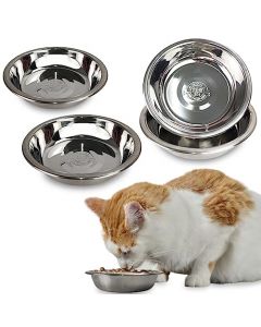 4 Pcs Stainless Steel Cat Bowls,5.5 Inches Metal Cat Bowl, Cat Food Bowls for Indoor Cats, Whisker Fatigue Cat Bowl, Shallow Cat Food Dish, Kitten Food Bowl, Elevated Food Bowls for Cats (5.5 inches)