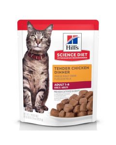 Hill's Science Diet Adult, alimento húmedo en pouch para gatos, platillo de pollo, 79 g (24 Pack)