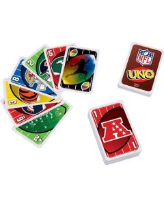 Mattel Games UNO NFL - Juego de Cartas para niños y Adultos, Juego de Viaje con Logotipos del Equipo de la NFL y Regla Especial en Caja de Almacenamiento (Exclusivo de Amazon)