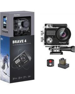 AKASO Brave 4 (Versión para MX) Cámara de Acción 4K 20MP WiFi Cámara Deportiva UltraHD EIS 5xZoom Cámara Acuática Sumergible con Control Remoto Visión Ángulo Ajustable 2 Baterías Kit de Accesorios