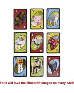 Mattel Games UNO Minecraft - Juego de Cartas para la noche Familiar con gráficos temáticos de Minecraft en una Lata Coleccionable para 2-10 Jugadores (Exclusivo de Amazon)