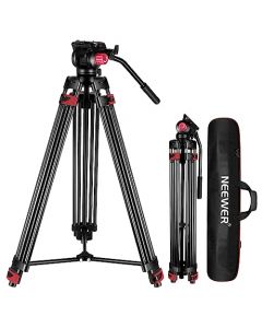 NEEWER 79"/ 200cm Trípode de Video, Soporte de Trípode de Aleación de Aluminio Resistente con 360° Cabezal de Arrastre Fluido, Placa QR Compatible Con Canon Nikon Sony y Otras, Carga hasta 17.6lb/ 8kg