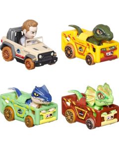 Hot Wheels RacerVerse Vehículo de Juguete Cuatro Autos de Carrera Jurassic World para niños de 3 años en adelante