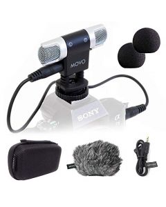 Movo VXR3000 Compact Stereo Video Microphone with Shock Mount, Foam & Deadcat Windscreens, Case for iPhone/Andoid Smartphones, Canon EOS/Nikon DSLR Cameras and Camcorders