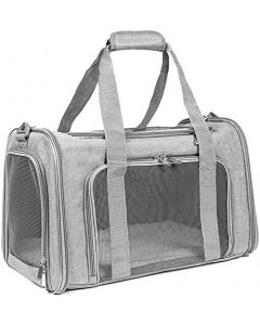 Jasinber Transportín para Perros y gatos, Transportín de Viaje Plegable para Mascotas para gatos pequeños medianos Perros pequeños (L, Gris)