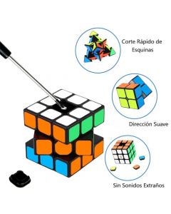 Makuba Juego de Cubos Mágicos Rompecabezas Profesional - 4 Piezas Cubos de Rompecabezas, Cubo para la Solución, Regalo para Niños, Adolescentes y Adultos (Pegatina Negro)