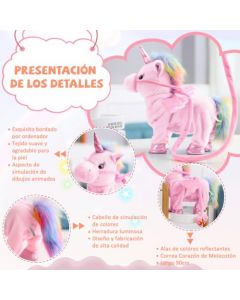 E T EASYTAO Unicornio Eléctrico Peluche, Muñecas para Niñas Unicornio Canta Y Camina para Ninos, Mascotas Robot, Juguete Animado Control de Sonido Regalos de Día del Niño (Rosa)