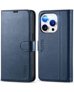 TUCCH - Funda para iPhone 15 Pro de 6.1 pulgadas, [carcasa interior de TPU a prueba de golpes, piel sintética [bloqueo RFID] 4 ranuras para tarjetas, funda protectora magnética compatible con iPhone