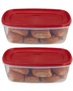 Rubbermaid 071691405382 Comida, 2 unidades, transparente con tapa roja