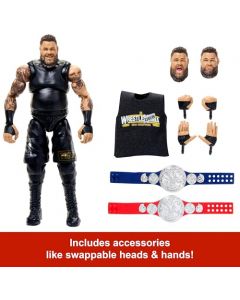 Mattel WWE Ultimate Edition Figura de acción y Accesorios, 6 Pulgadas, Kevin Owens Coleccionable, Cabezas y Manos Intercambiables, Equipo de Entrada y 30 Puntos de articulación