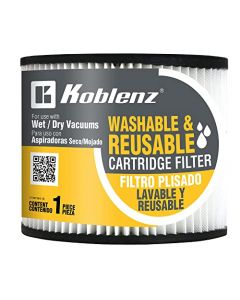 Koblenz Accesorio Filtro Plisado Lavable y Reusable Original para Aspiradoras Seco-Mojado Koblenz Modelos WD-5, WD-6, WD-9, WD-12, WD-16, Fácil Instalación, Atrapa Polvo, Larga Duración (45-1169-00-7)