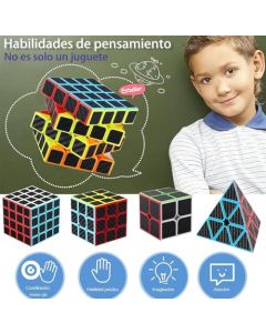 BABOSHOW Speed Cube Set- Cubo de Velocidad Magnético,Ejercitar Capacidad Razonamiento Cubo Profesional Mágico para Aliviar Estrés, Regalo Idóneo para Adultos y Niños (4 Pcs)