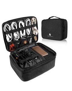 Organizador de electrónica de viaje, bolsa organizadora de cables impermeable para accesorios electrónicos, bolsa de almacenamiento de cable grande a prueba de golpes para cable, banco de energía,