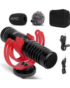 Movo VXR10-PRO - Micrófono de video externo para cámara con soporte de choque Rycote Lyre - Sin batería, micrófono de escopeta compacto compatible con cámaras DSLR y iPhone, smartphones Android