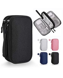 Organizador Portátil, Bolsa para Accesorios Electrónicos Accesorios de electrónica Estuches Bolsa de Viaje Universal para Discos Duros, Cables USB, Auriculares, Móviles, Cargadores (Negro)