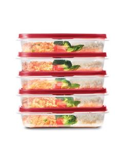 Rubbermaid EasyFindTaps, recipientes para preparación de comidas, 5.5 tazas, rojo