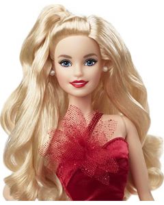 Barbie Signature - Muñeca Festiva 2022 (Pelo Ondulado) con Soporte para muñecas, Regalo Coleccionable para niños a Partir de 6 años