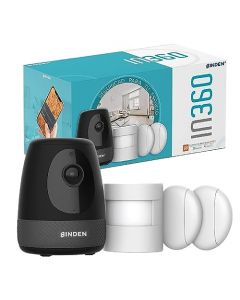 BINDEN Sistema de Seguridad IN360 para Interiores Aplicación Compatible con Alexa Google Assistant Incluye 1 Cámara de Seguridad HD, 2 Sensores de Apertura, 1 Sensor de Movimiento