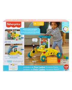 Fisher-Price Andadera De Dos Lados Primeros Pasos para bebés a partir de 6 meses con más de 100 sonidos y canciones