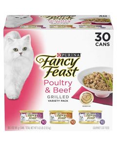 Purina Fancy Feast Grilled Poultry & Beef Adult Wet Cat Food Variety Pack - (30) 3 oz. Cans