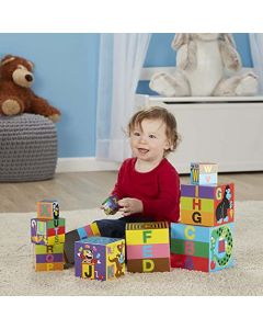 Melissa & Doug Bloques del Alfabeto para Encajar y Apilar, Juguete de Desarrollo, Almacenamiento Fácil, Construcción Resistente (10 Cajas de Cartón)