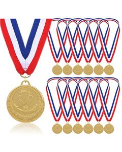 Medallas de Oro para Premios - 12 Piezas Medalla de Ganador Metal con Cinta para El Cuello Premios para NiñOs, Adultos, DíA del Deporte, Competiciones, Fiesta, 2 Pulgadas