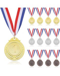 12 Piezas Metal Medallas，Medallas Ganadoras para Competiciones,Estilo Olímpico, Competiciones,Recuerdos De Fiesta, 2 Pulgadas, Medium Sized.