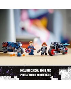 Lego® Marvel 76260 Motos de Black Widow y el Capitán América; Juguete con Motos para niños de 6 años basado en película de Marvel Studios Avengers: Era de Ultrón, Incluye Dos Minifiguras (130 Piezas)