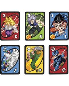 Mattel Games - Juego de cartas UNO Dragon Ball Z para una noche familiar con gráficos temáticos de programas de televisión y una regla especial para 2 a 10 jugadores