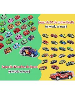 TAIMEI Juego de 30 Mini Coches de Juguete de fricción,Incluidos escarabajos o Coches Antiguos,Vehículos de Juguete para Niños Tirar hacia atrás,Regalos de Navidad,Juguetes para Aula y Padre-Hijo